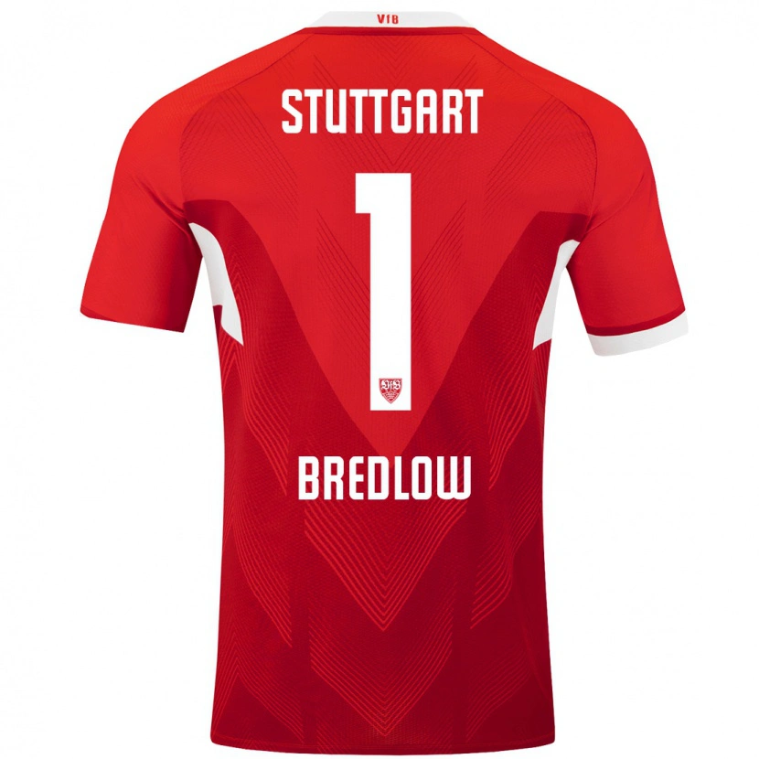Danxen Kvinder Fabian Bredlow #1 Rød Hvid Udebane Spillertrøjer 2024/25 Trøje T-Shirt