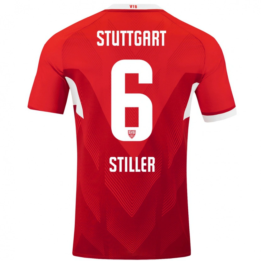 Danxen Kvinder Angelo Stiller #6 Rød Hvid Udebane Spillertrøjer 2024/25 Trøje T-Shirt