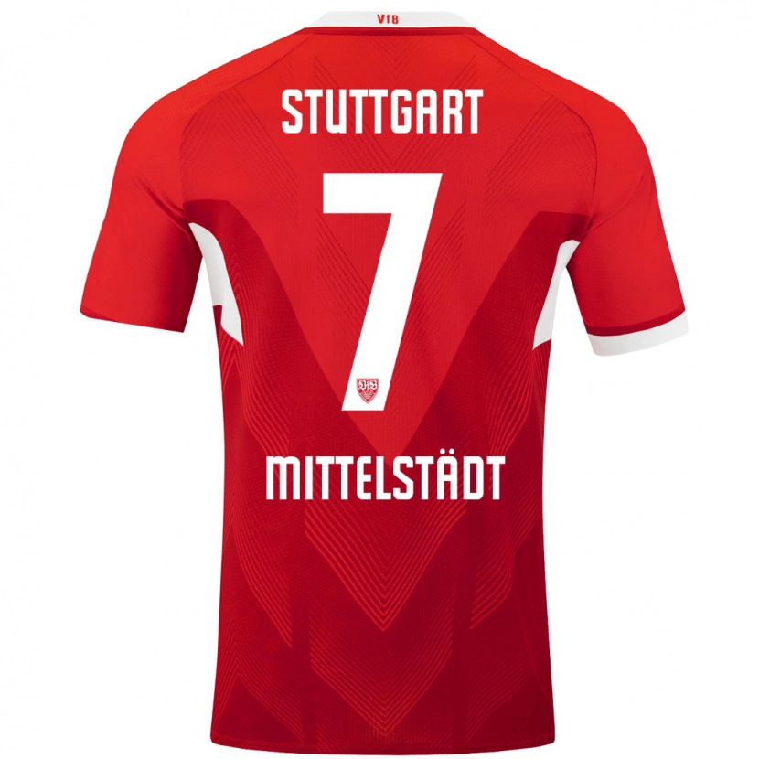Danxen Kvinder Maximilian Mittelstädt #7 Rød Hvid Udebane Spillertrøjer 2024/25 Trøje T-Shirt