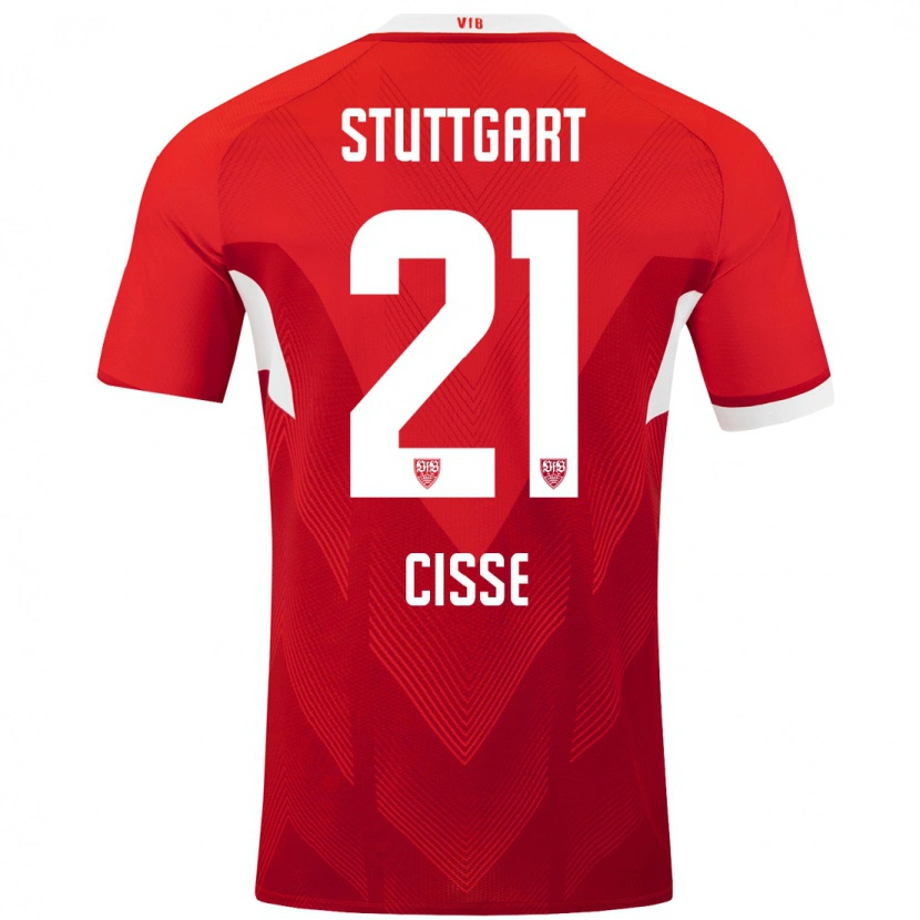 Danxen Kvinder Moussa Cissé #21 Rød Hvid Udebane Spillertrøjer 2024/25 Trøje T-Shirt