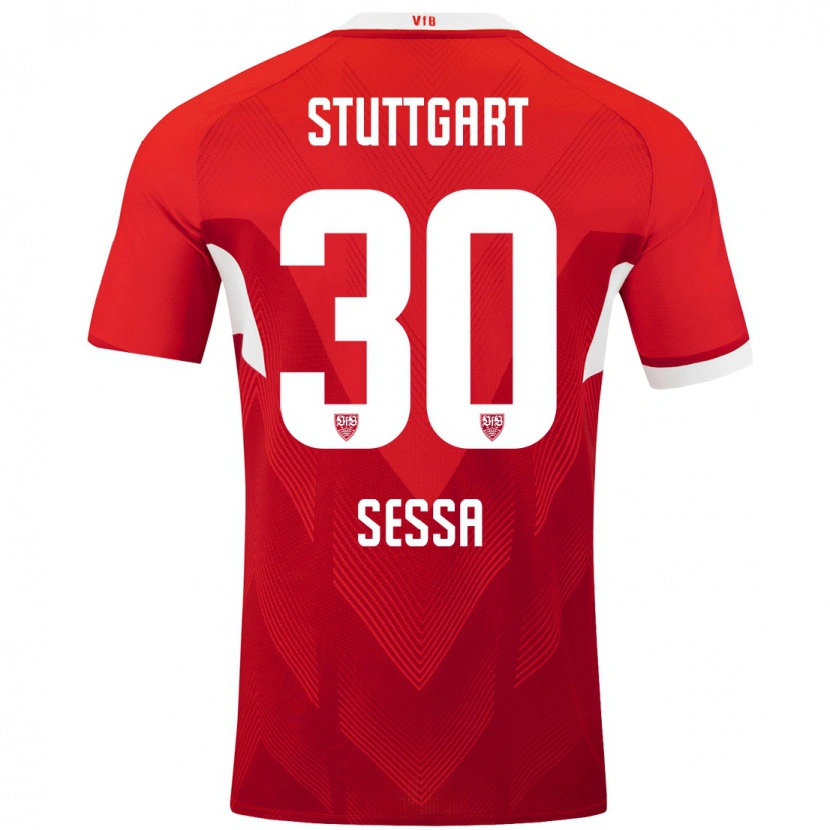 Danxen Kvinder Nicolas Sessa #30 Rød Hvid Udebane Spillertrøjer 2024/25 Trøje T-Shirt