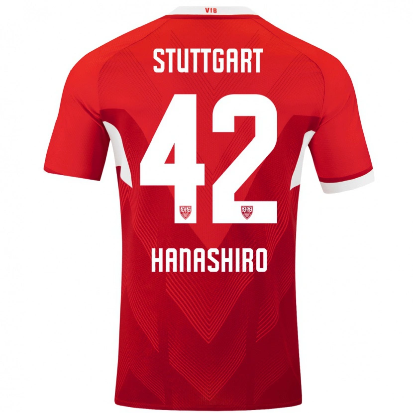Danxen Kvinder Rinto Hanashiro #42 Rød Hvid Udebane Spillertrøjer 2024/25 Trøje T-Shirt
