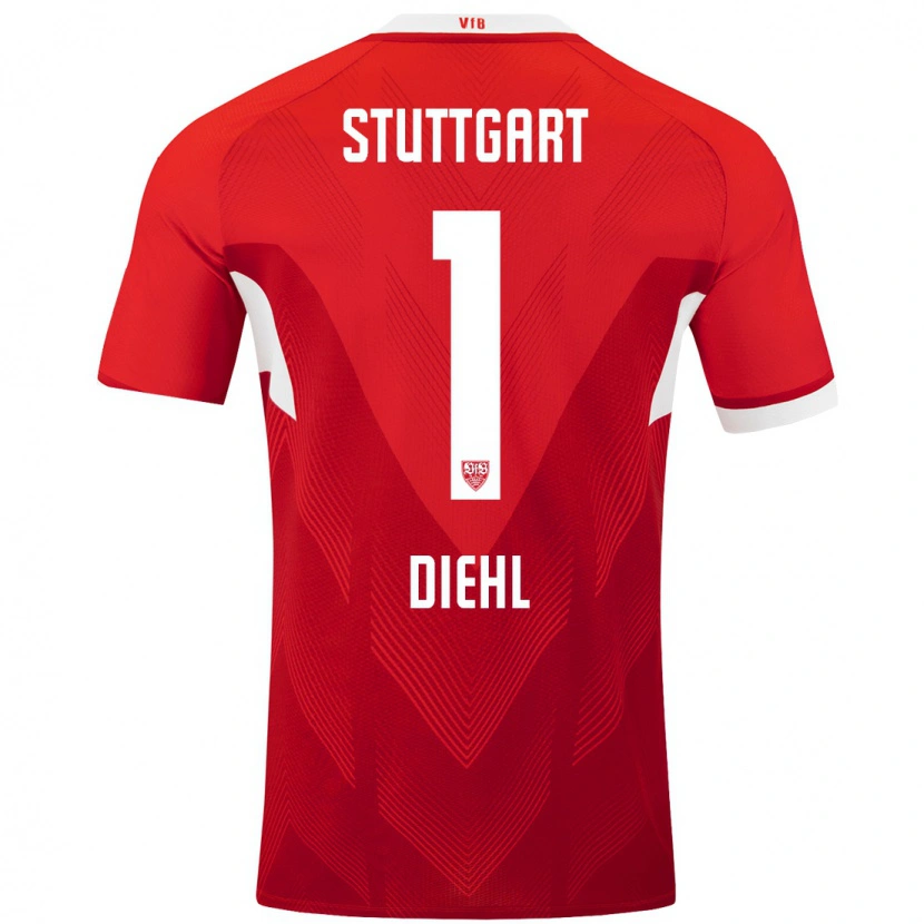 Danxen Kvinder Vanessa Diehl #1 Rød Hvid Udebane Spillertrøjer 2024/25 Trøje T-Shirt