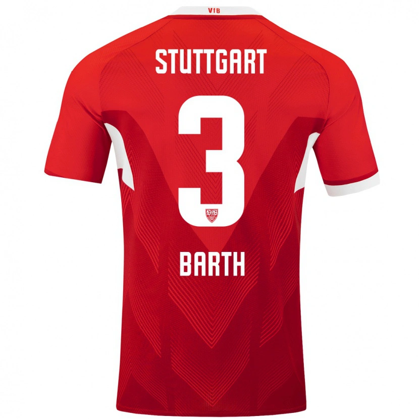 Danxen Kvinder Lara Barth #3 Rød Hvid Udebane Spillertrøjer 2024/25 Trøje T-Shirt