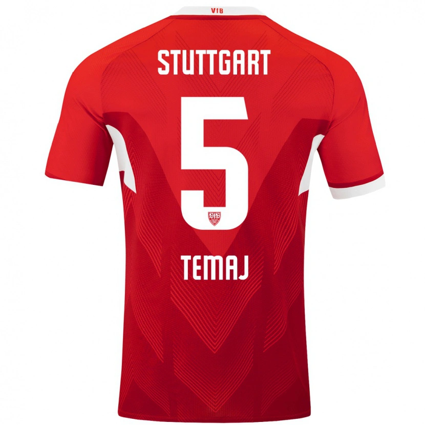 Danxen Kvinder Laureta Temaj #5 Rød Hvid Udebane Spillertrøjer 2024/25 Trøje T-Shirt