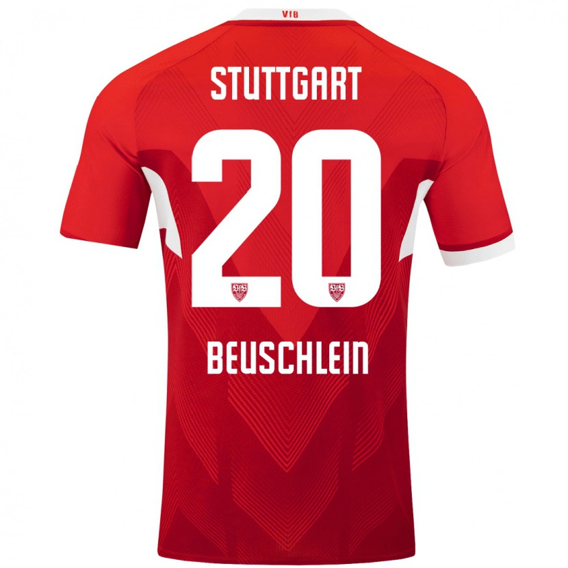 Danxen Kvinder Jana Beuschlein #20 Rød Hvid Udebane Spillertrøjer 2024/25 Trøje T-Shirt