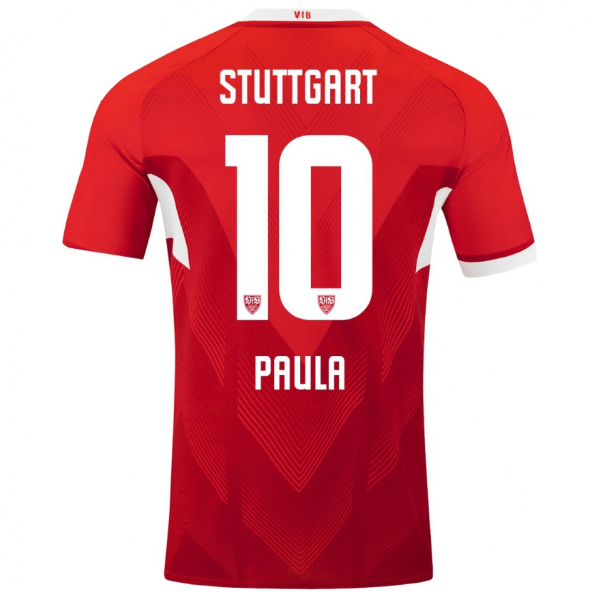 Danxen Kvinder Raul Paula #10 Rød Hvid Udebane Spillertrøjer 2024/25 Trøje T-Shirt