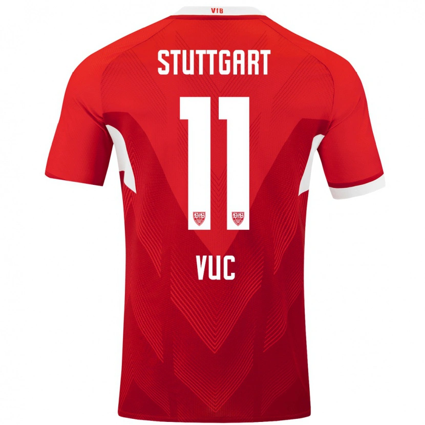 Danxen Kvinder Patrick Vuc #11 Rød Hvid Udebane Spillertrøjer 2024/25 Trøje T-Shirt