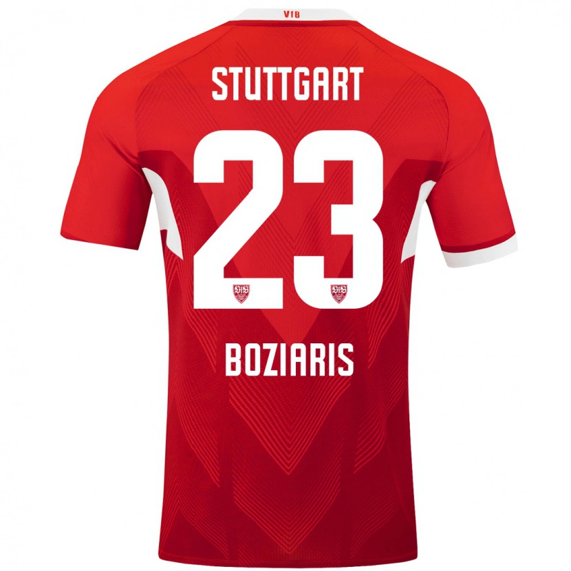 Danxen Kvinder Giannis Boziaris #23 Rød Hvid Udebane Spillertrøjer 2024/25 Trøje T-Shirt