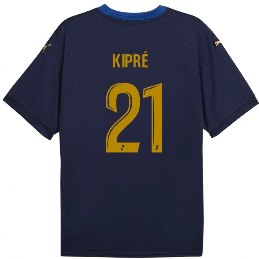 Danxen Kvinder Cédric Kipré #21 Marine Guld Udebane Spillertrøjer 2024/25 Trøje T-Shirt