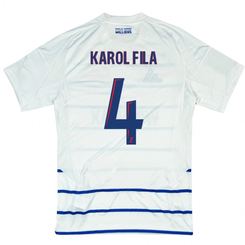 Danxen Kvinder Karol Fila #4 Hvid Blå Udebane Spillertrøjer 2024/25 Trøje T-Shirt