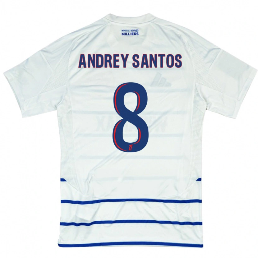 Danxen Kvinder Andrey Santos #8 Hvid Blå Udebane Spillertrøjer 2024/25 Trøje T-Shirt