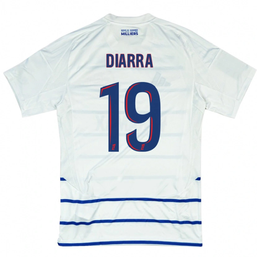 Danxen Kvinder Habib Diarra #19 Hvid Blå Udebane Spillertrøjer 2024/25 Trøje T-Shirt