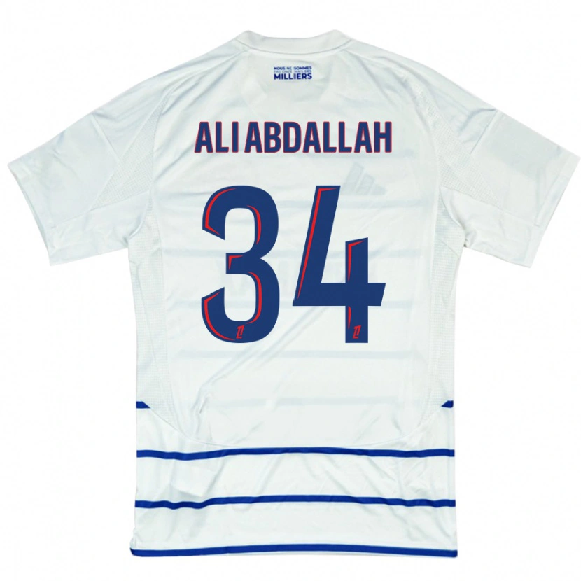 Danxen Kvinder Aboubacar Ali Abdallah #34 Hvid Blå Udebane Spillertrøjer 2024/25 Trøje T-Shirt
