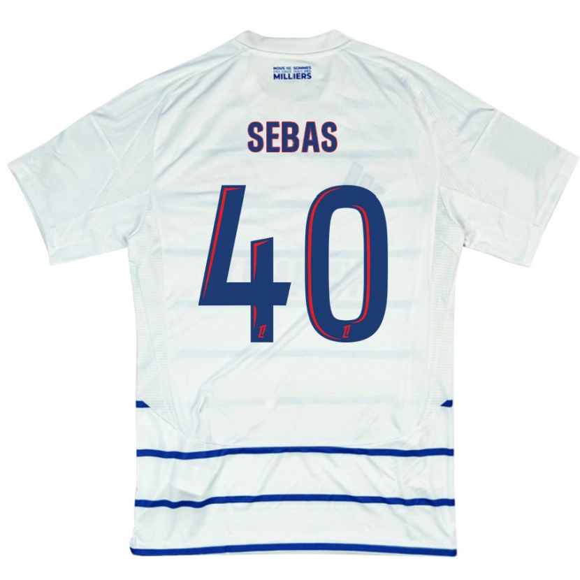 Danxen Kvinder Jérémy Sebas #40 Hvid Blå Udebane Spillertrøjer 2024/25 Trøje T-Shirt