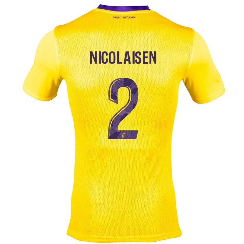 Danxen Kvinder Rasmus Nicolaisen #2 Gul Lilla Udebane Spillertrøjer 2024/25 Trøje T-Shirt