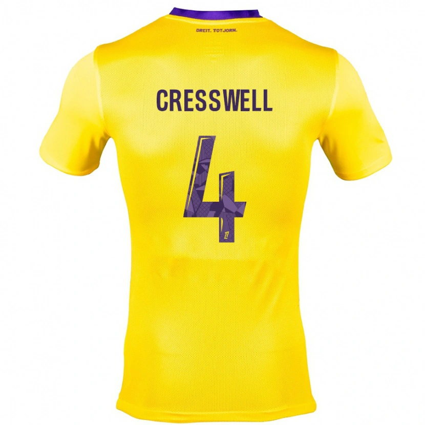 Danxen Kvinder Charlie Cresswell #4 Gul Lilla Udebane Spillertrøjer 2024/25 Trøje T-Shirt