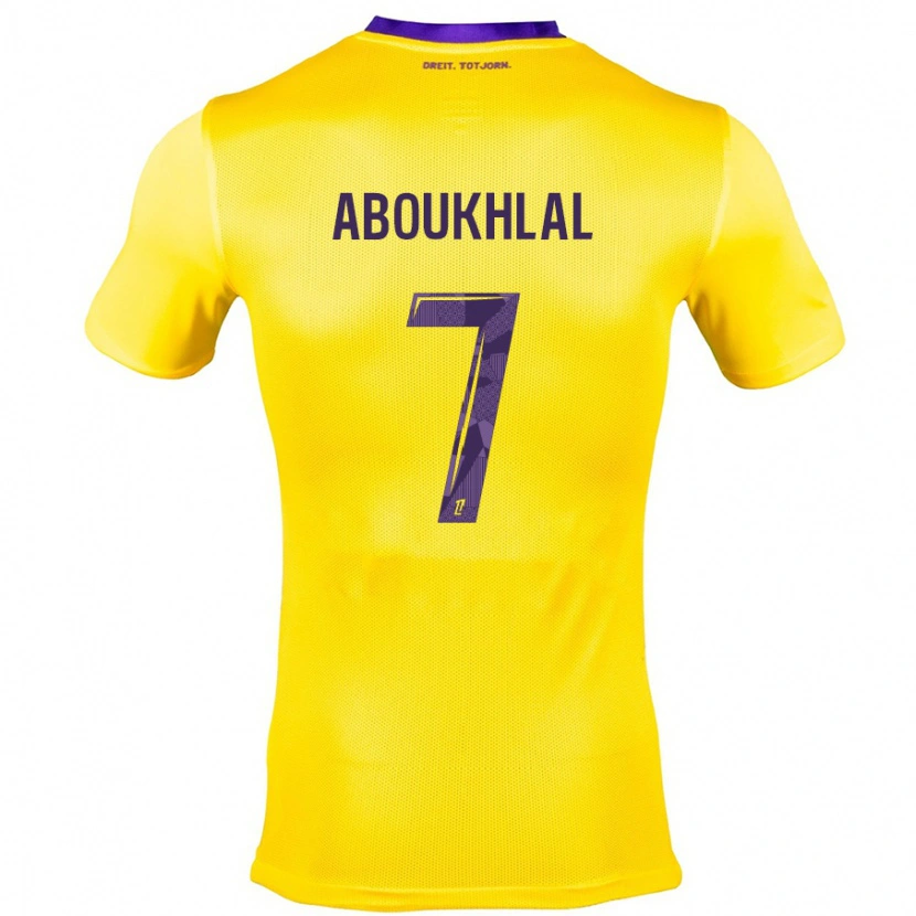 Danxen Kvinder Zakaria Aboukhlal #7 Gul Lilla Udebane Spillertrøjer 2024/25 Trøje T-Shirt