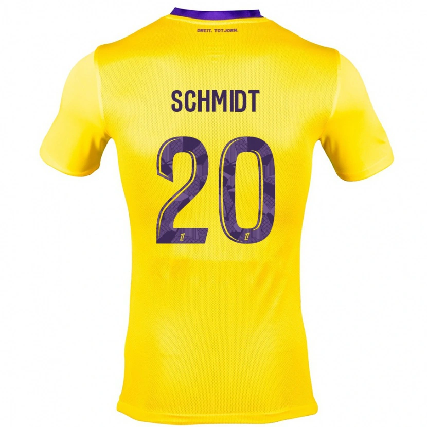Danxen Kvinder Niklas Schmidt #20 Gul Lilla Udebane Spillertrøjer 2024/25 Trøje T-Shirt