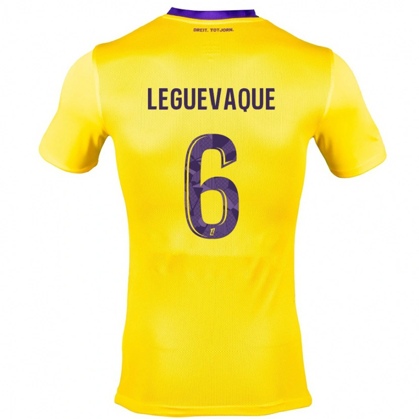 Danxen Kvinder Laurie Leguevaque #6 Gul Lilla Udebane Spillertrøjer 2024/25 Trøje T-Shirt