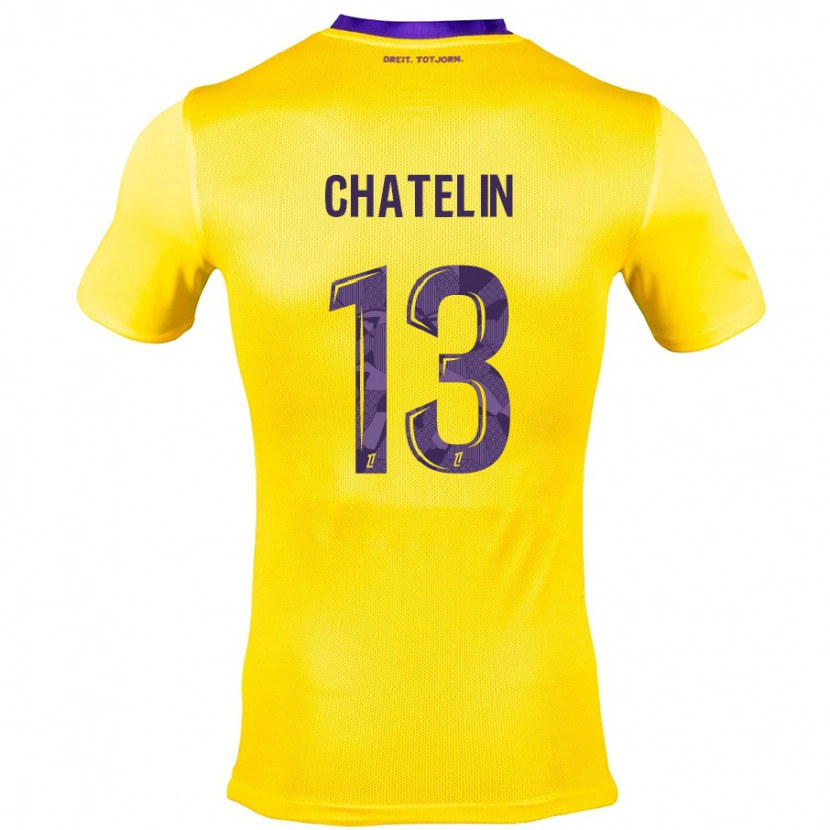 Danxen Kvinder Delphin Chatelin #13 Gul Lilla Udebane Spillertrøjer 2024/25 Trøje T-Shirt