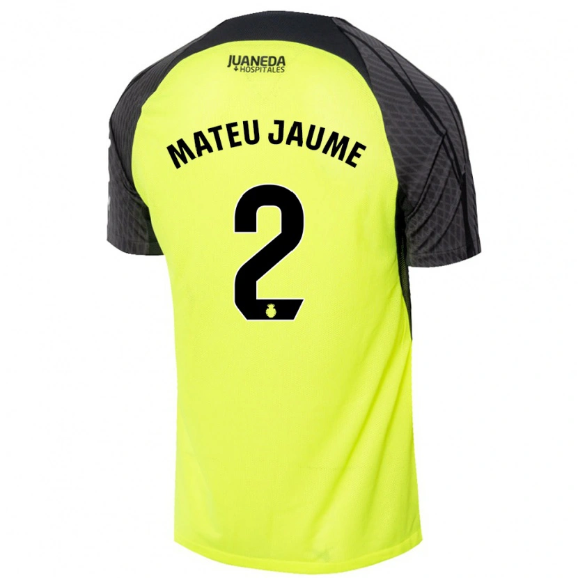 Danxen Kvinder Mateu Morey #2 Fluorescerende Grøn Sort Udebane Spillertrøjer 2024/25 Trøje T-Shirt