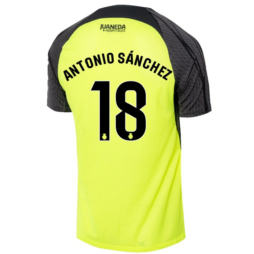 Danxen Kvinder Antonio Sánchez #18 Fluorescerende Grøn Sort Udebane Spillertrøjer 2024/25 Trøje T-Shirt