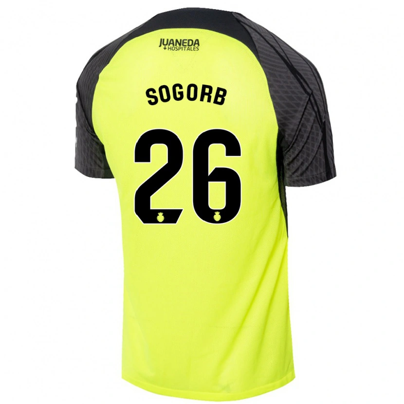 Danxen Kvinder Carles Sogorb #26 Fluorescerende Grøn Sort Udebane Spillertrøjer 2024/25 Trøje T-Shirt