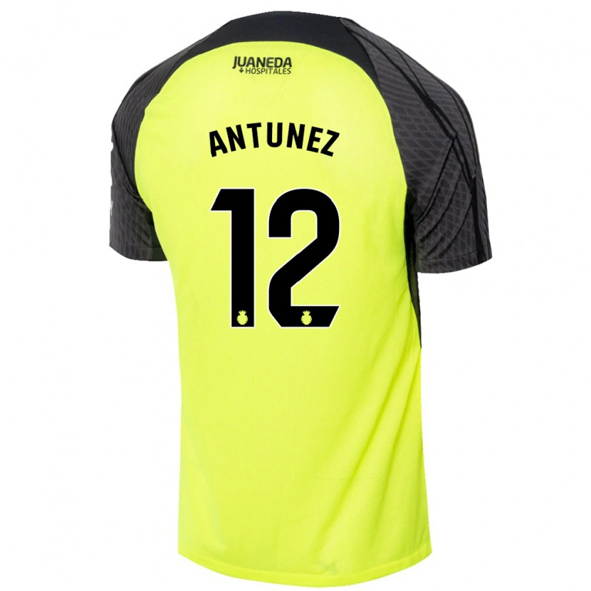 Danxen Kvinder Yahir Antúnez #12 Fluorescerende Grøn Sort Udebane Spillertrøjer 2024/25 Trøje T-Shirt