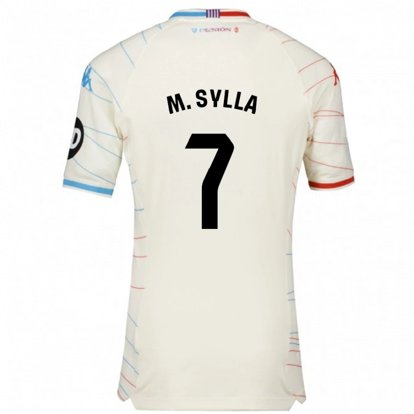 Danxen Kvinder Mamadou Sylla #7 Hvid Rød Blå Udebane Spillertrøjer 2024/25 Trøje T-Shirt