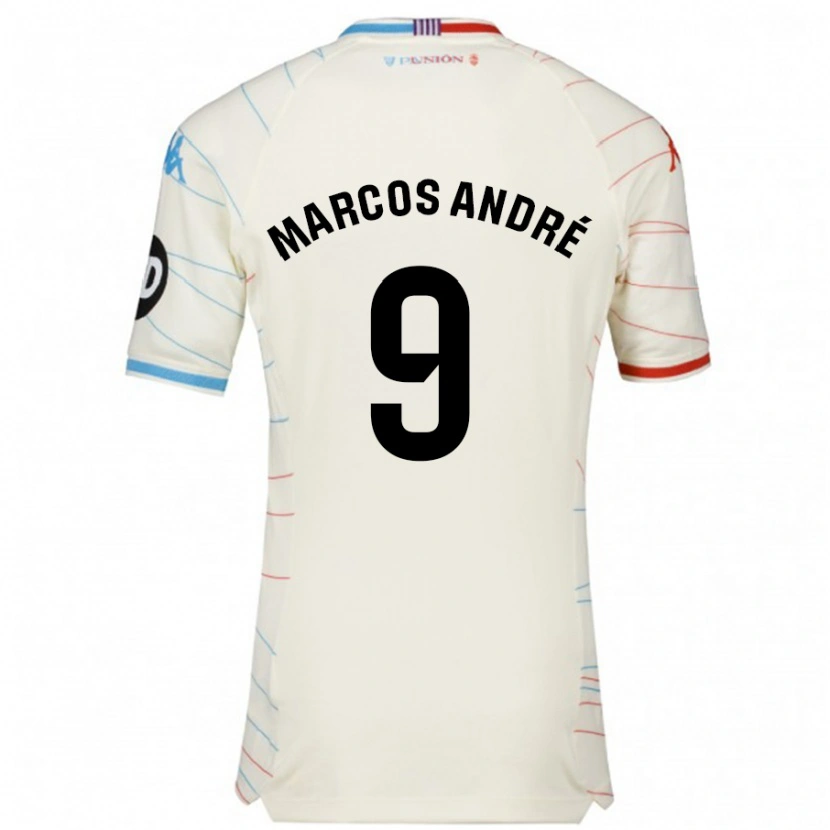 Danxen Kvinder Marcos André #9 Hvid Rød Blå Udebane Spillertrøjer 2024/25 Trøje T-Shirt