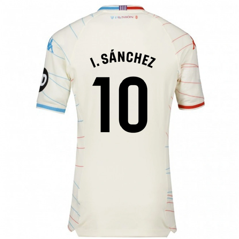 Danxen Kvinder Iván Sánchez #10 Hvid Rød Blå Udebane Spillertrøjer 2024/25 Trøje T-Shirt