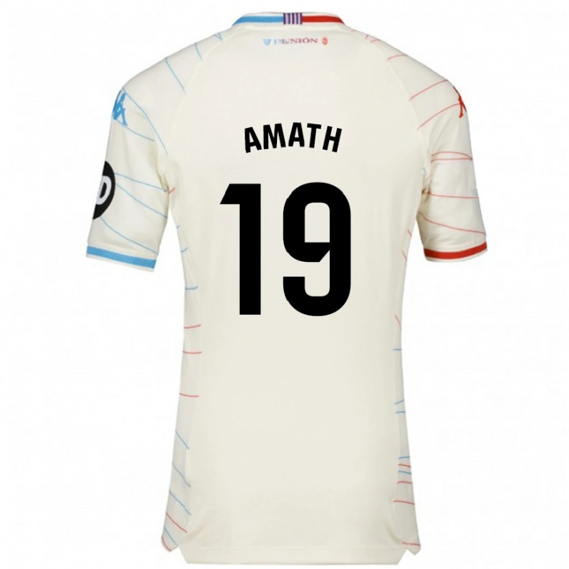 Danxen Kvinder Amath Ndiaye #19 Hvid Rød Blå Udebane Spillertrøjer 2024/25 Trøje T-Shirt