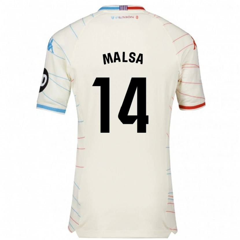 Danxen Kvinder Mickaël Malsa #14 Hvid Rød Blå Udebane Spillertrøjer 2024/25 Trøje T-Shirt
