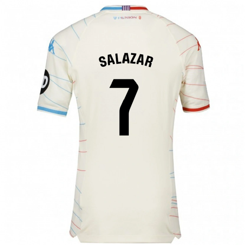 Danxen Kvinder Israel Salazar #7 Hvid Rød Blå Udebane Spillertrøjer 2024/25 Trøje T-Shirt