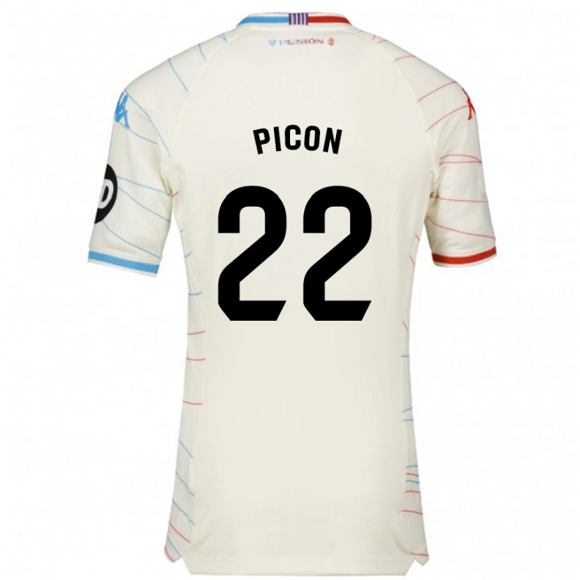 Danxen Kvinder Pablo Picón #22 Hvid Rød Blå Udebane Spillertrøjer 2024/25 Trøje T-Shirt