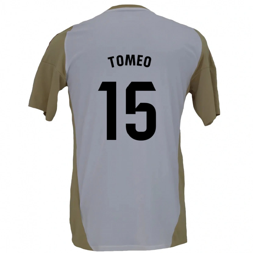 Danxen Kvinder Pablo Tomeo #15 Brun Hvid Udebane Spillertrøjer 2024/25 Trøje T-Shirt