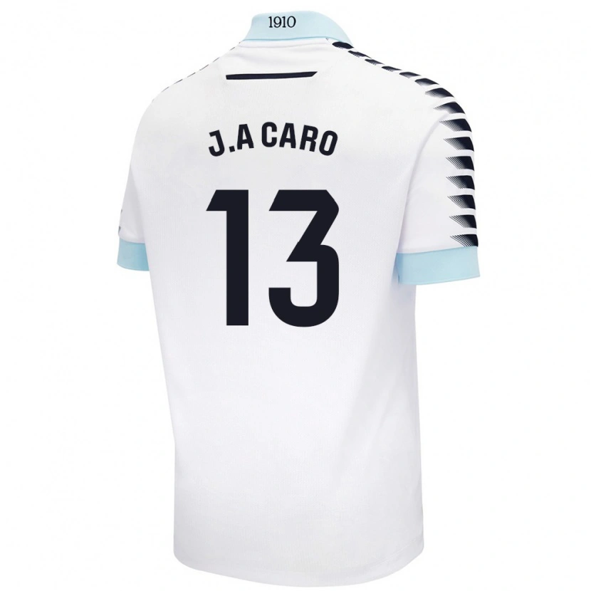 Danxen Kvinder José Antonio Caro #13 Hvid Blå Udebane Spillertrøjer 2024/25 Trøje T-Shirt