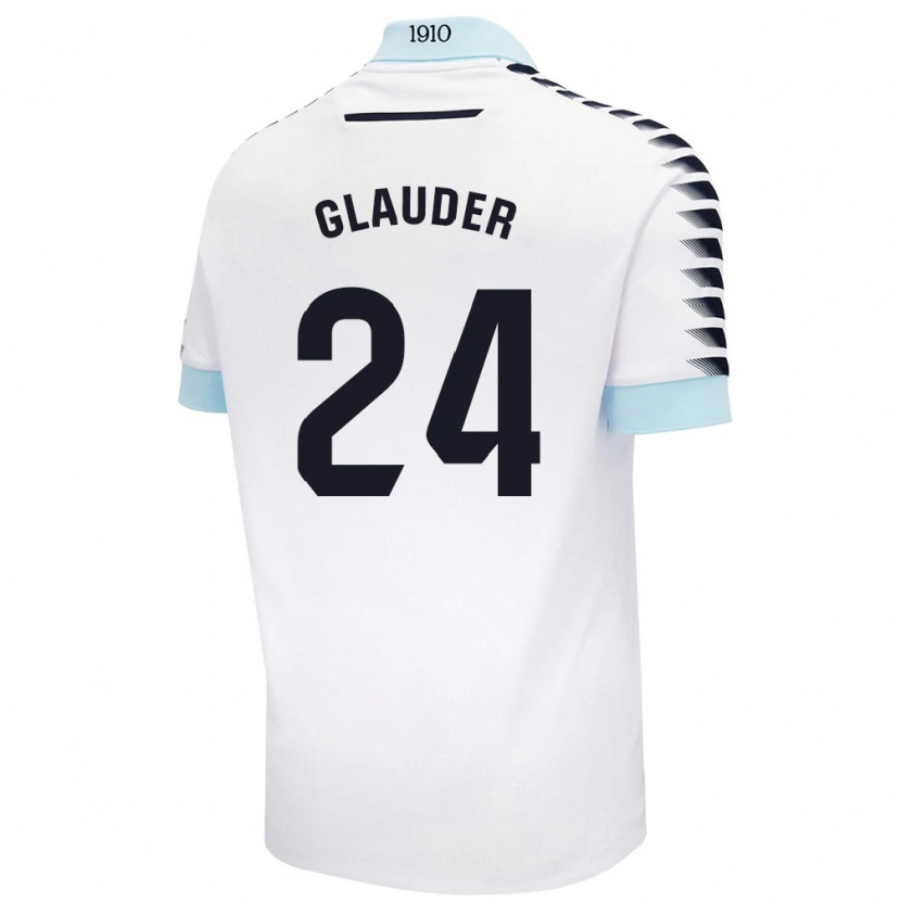 Danxen Kvinder Cristian Glauder #24 Hvid Blå Udebane Spillertrøjer 2024/25 Trøje T-Shirt