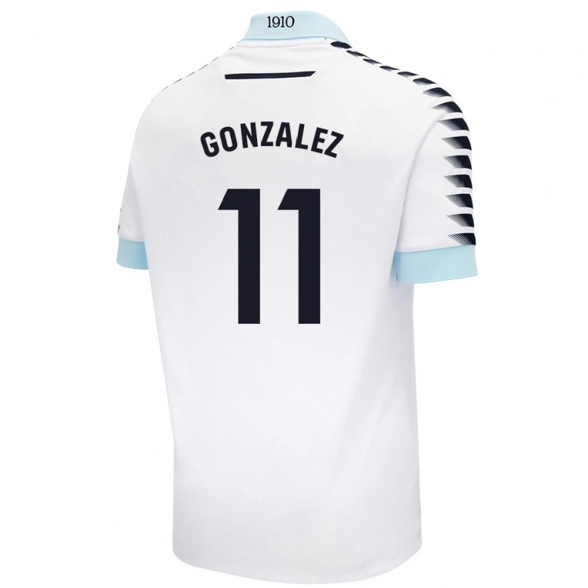 Danxen Kvinder Chus González #11 Hvid Blå Udebane Spillertrøjer 2024/25 Trøje T-Shirt