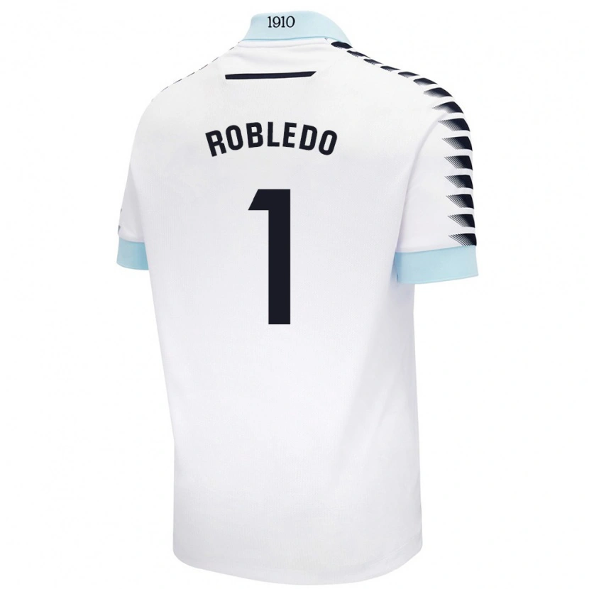 Danxen Kvinder Robledo #1 Hvid Blå Udebane Spillertrøjer 2024/25 Trøje T-Shirt