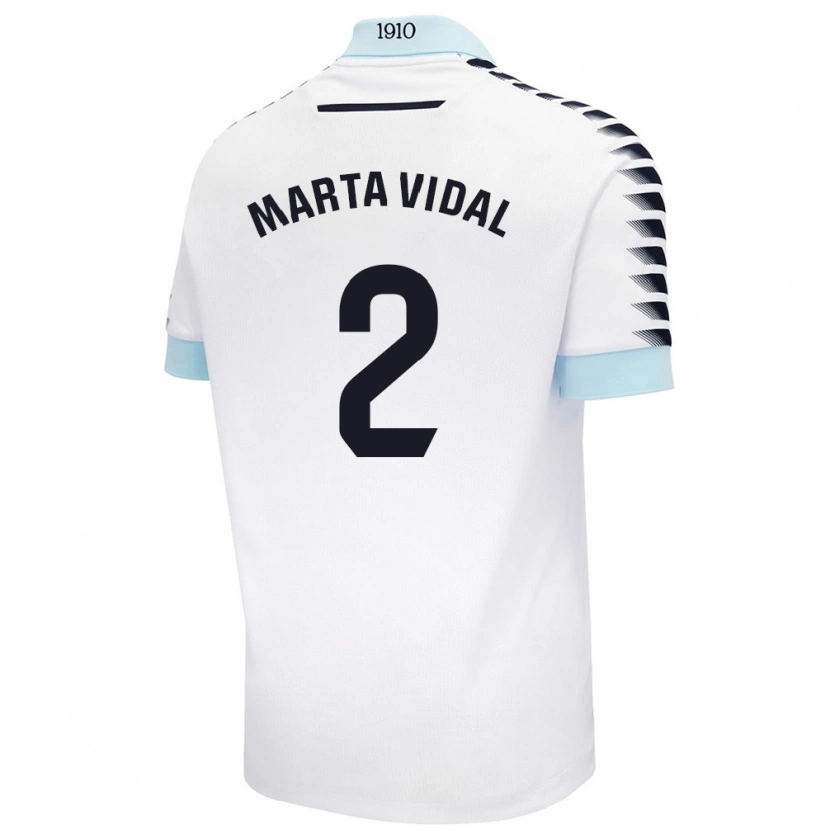 Danxen Kvinder Marta Vidal Vela #2 Hvid Blå Udebane Spillertrøjer 2024/25 Trøje T-Shirt