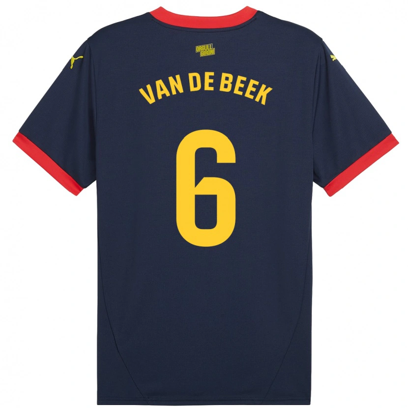 Danxen Kvinder Donny Van De Beek #6 Marine Rød Udebane Spillertrøjer 2024/25 Trøje T-Shirt