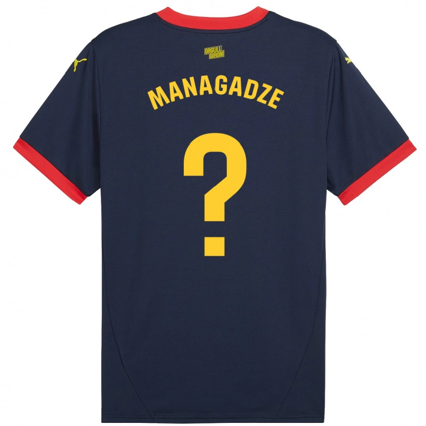 Danxen Kvinder Luka Managadze #0 Marine Rød Udebane Spillertrøjer 2024/25 Trøje T-Shirt