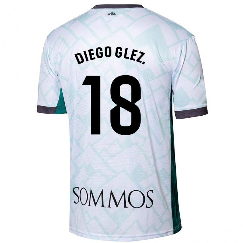 Danxen Kvinder Diego González #18 Hvid Grøn Udebane Spillertrøjer 2024/25 Trøje T-Shirt