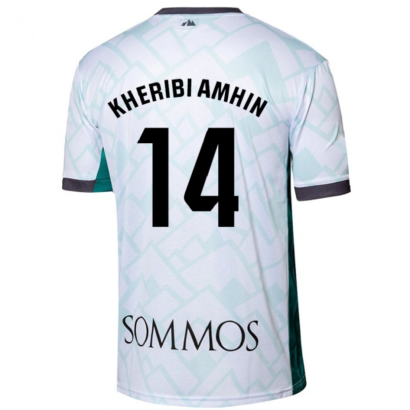 Danxen Kvinder Nabil Kheribi Amhin #14 Hvid Grøn Udebane Spillertrøjer 2024/25 Trøje T-Shirt