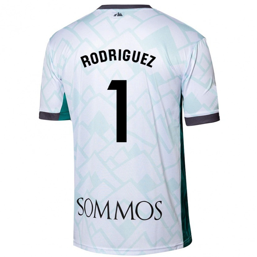 Danxen Kvinder Nuria Rodríguez #1 Hvid Grøn Udebane Spillertrøjer 2024/25 Trøje T-Shirt