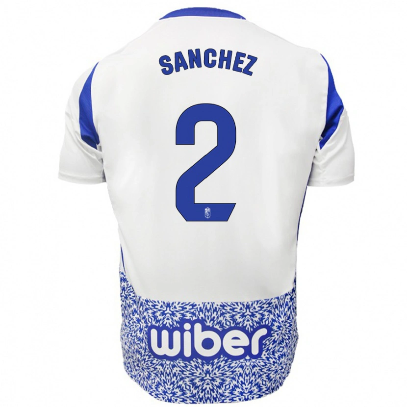 Danxen Kvinder Rubén Sánchez #2 Hvid Blå Udebane Spillertrøjer 2024/25 Trøje T-Shirt