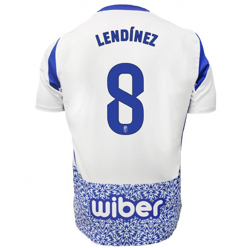 Danxen Kvinder Juanma Lendínez #8 Hvid Blå Udebane Spillertrøjer 2024/25 Trøje T-Shirt