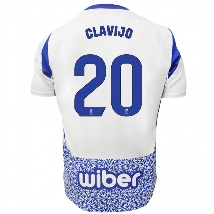 Danxen Kvinder Dani Clavijo #20 Hvid Blå Udebane Spillertrøjer 2024/25 Trøje T-Shirt